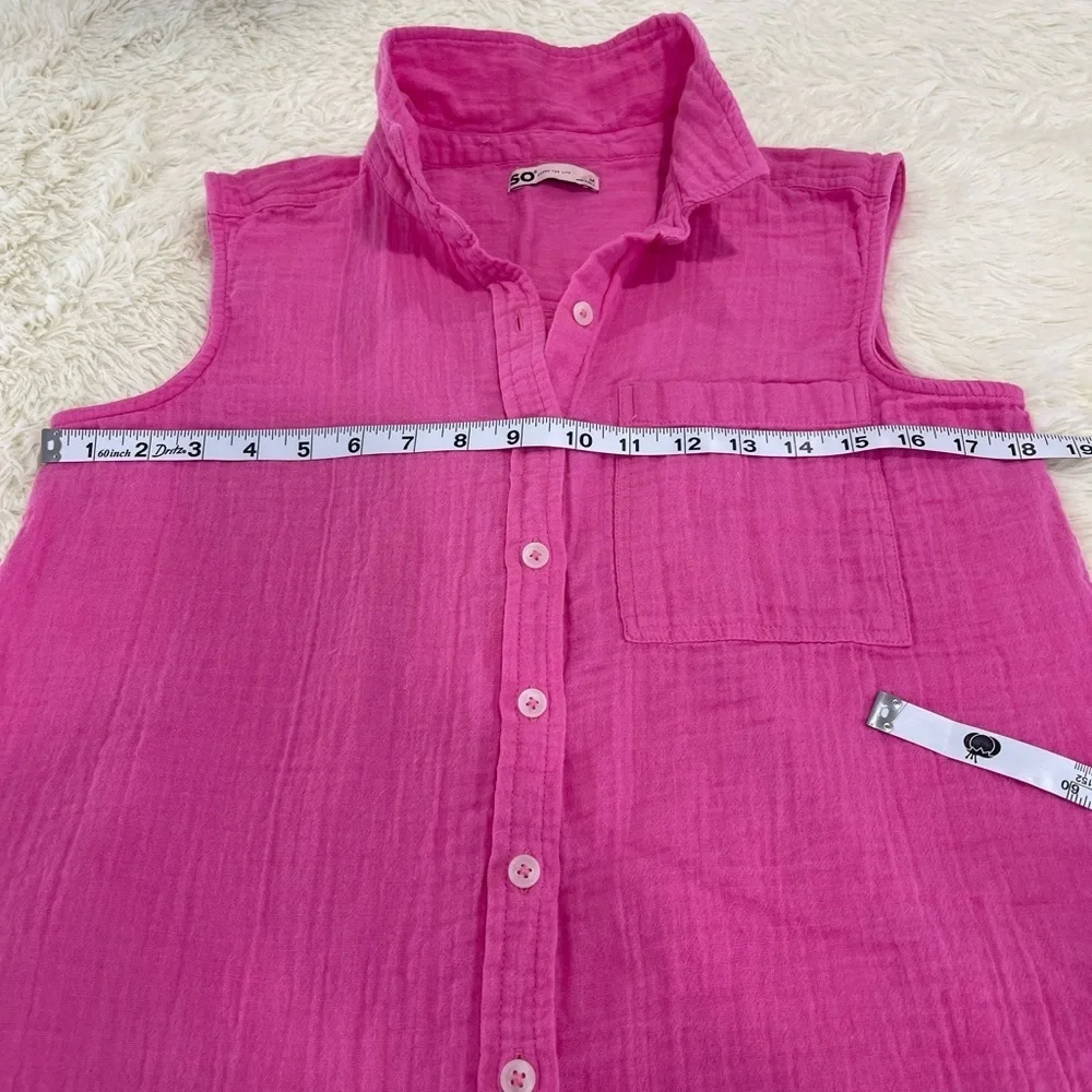 SO Bright Pink Sleeveless Button Down Shirt